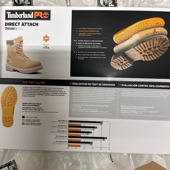 Timberland Pro Direct Attach 8" Soft Toe W/P Men Boots  - Wheat - Size: 10 - Picture 4 of 7